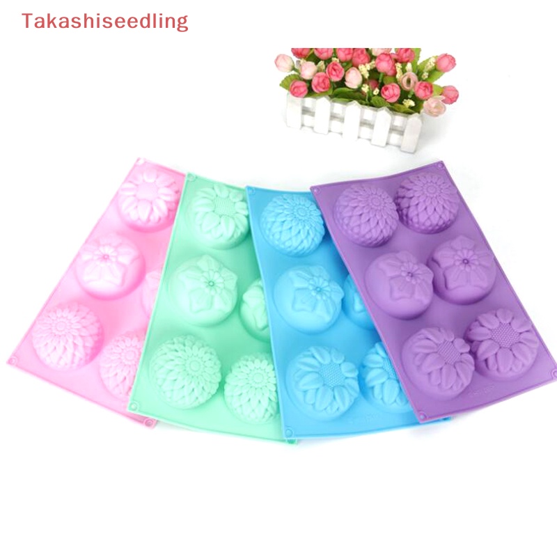 Khuôn Làm Bánh / Xà Phòng 6 Ô Hình Hoa Tròn Bằng Silicone DIY