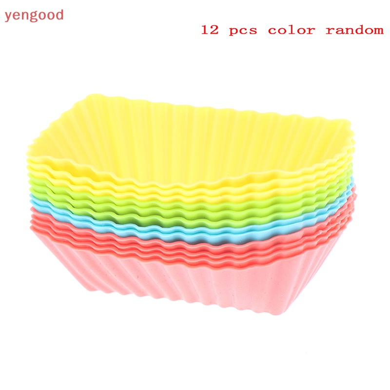 Set 12 Khuôn Silicone Làm Bánh Cupcake Tái Sử Dụng Tiện Lợi