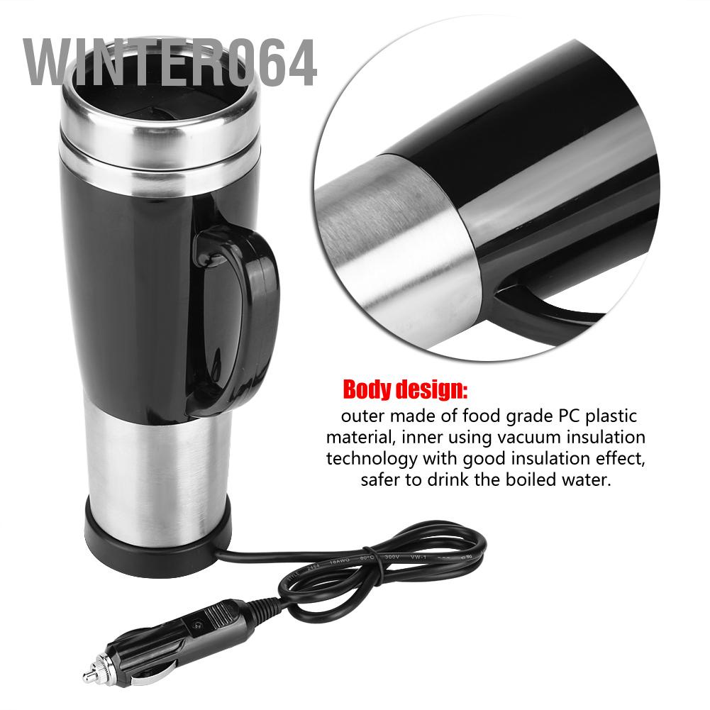 Winter064 Xe Ô Tô Điện Inox Làm Nóng Cốc Cà Phê Trà Tập Uống Đen Cho Du Lịch Mùa Đông