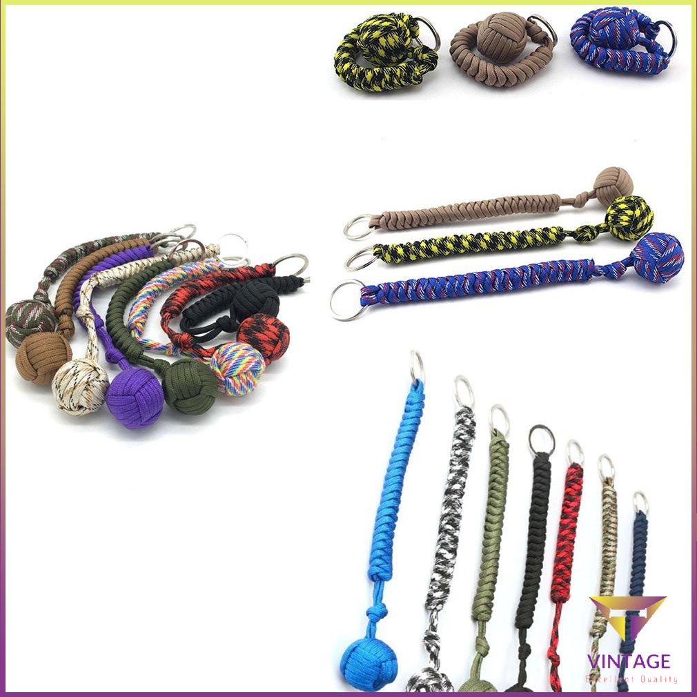 Monkey Fist Round Umbrella Rope Key Ring Pendant 7 Core Ball