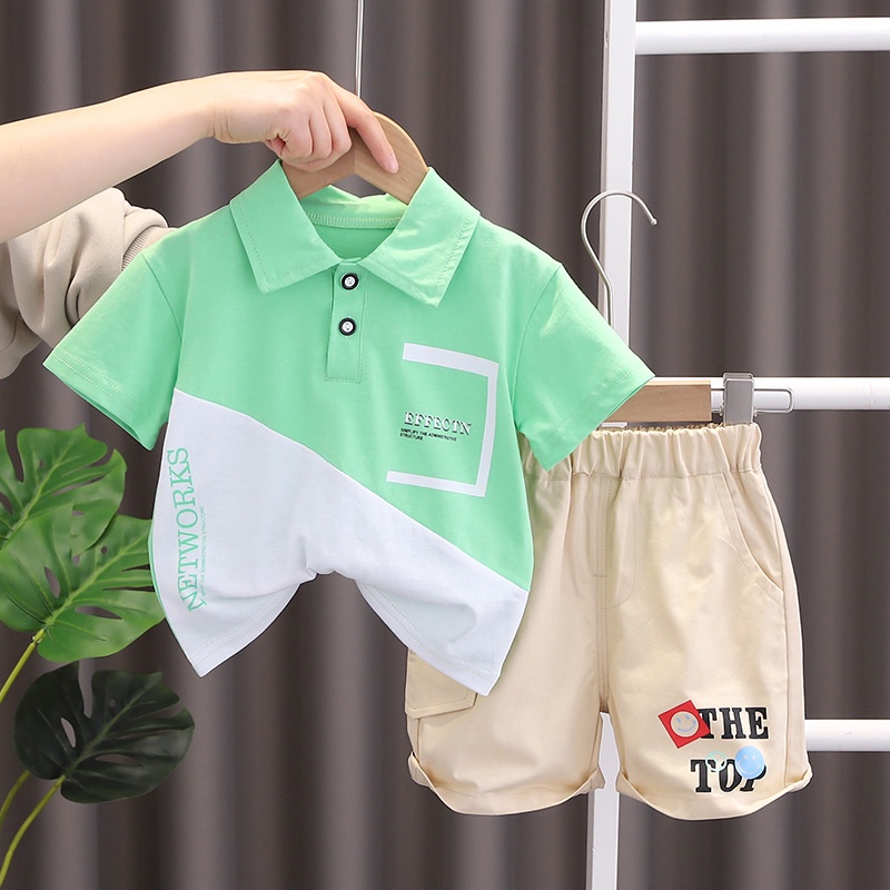 Set Đồ Thể Thao Mùa Hè 2 Món Gồm Áo Thun Tay Cộc + Quần Ngắn Thời Trang Cho Bé Trai / Gái 1-5 Tuổi