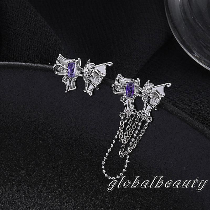 Bông Tai Kiểu Tua Rua Không Đối Xứng Dễ Thương Cho Nữ