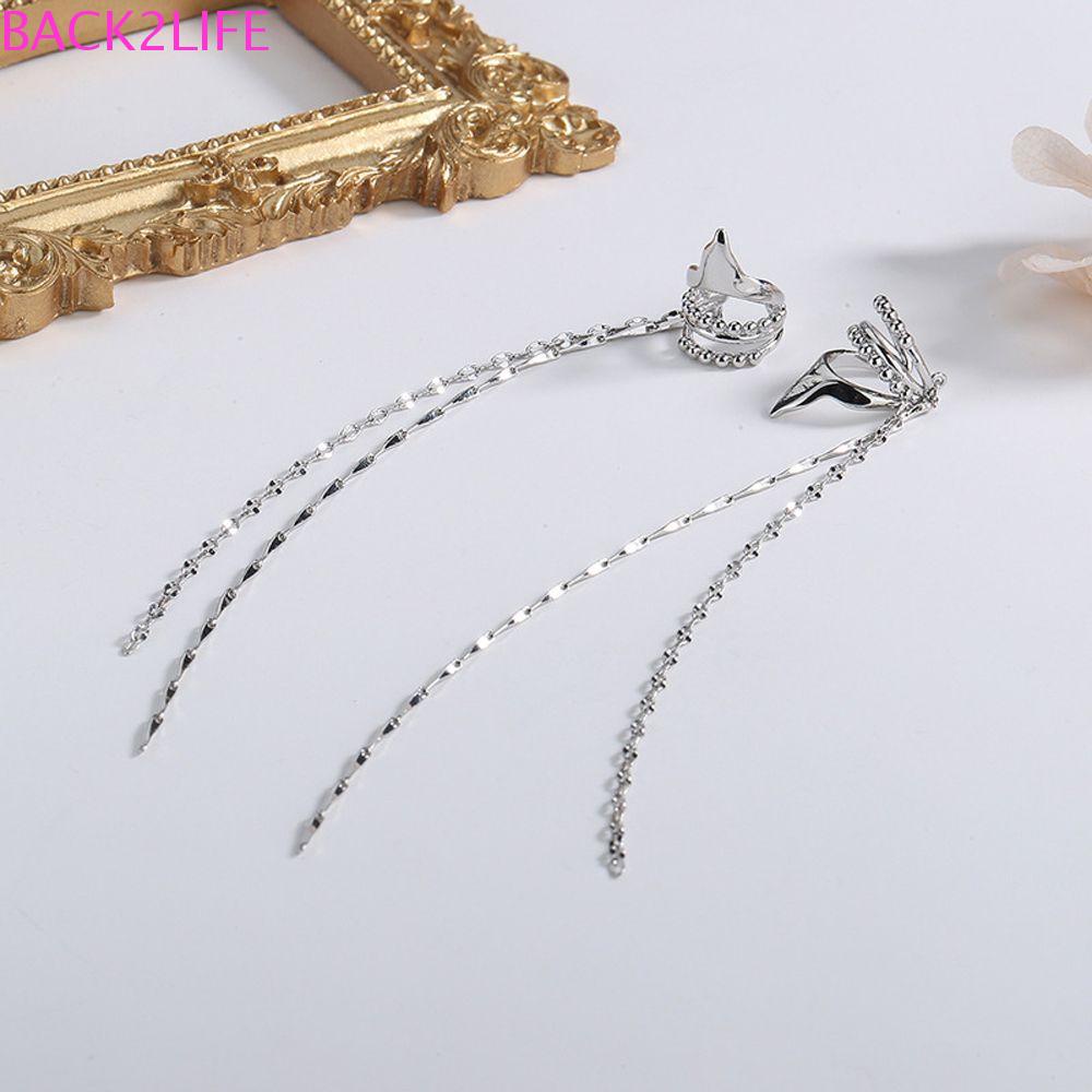 BACK2LIFE Bông Tai Dạng Kẹp Tua Rua Bằng Đồng Thanh Lịch Cho Nữ