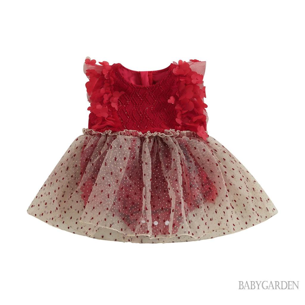 Bộ Áo Liền Quần Không Tay Phối Vải Lưới Họa Tiết Hoa Dành Cho Bé Gái 0-24 Tháng Tuổi