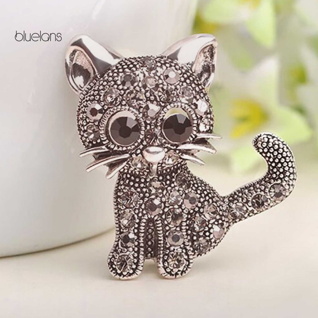 Ghim Cài Áo Hình Mèo Đính Đá Dễ Thương