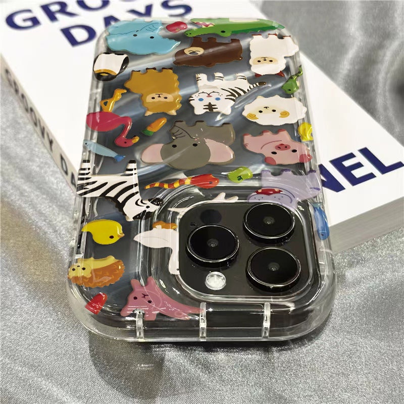 Ốp Điện Thoại Mềm Trong Suốt Hình Gia Đình Động Vật Dễ Thương Cho iPhone14promax 1312 / 11 7 / 8plus xr / sins KZMT