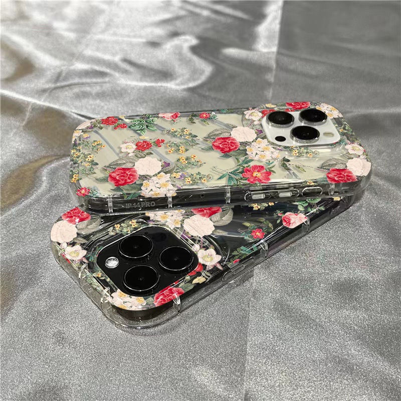Ốp Điện Thoại Mềm Trong Suốt Họa Tiết Hoa Retro Cho Iphone 7 Xr Plussins 8I 14 Pro Max 1312 / 11 / 8GT5