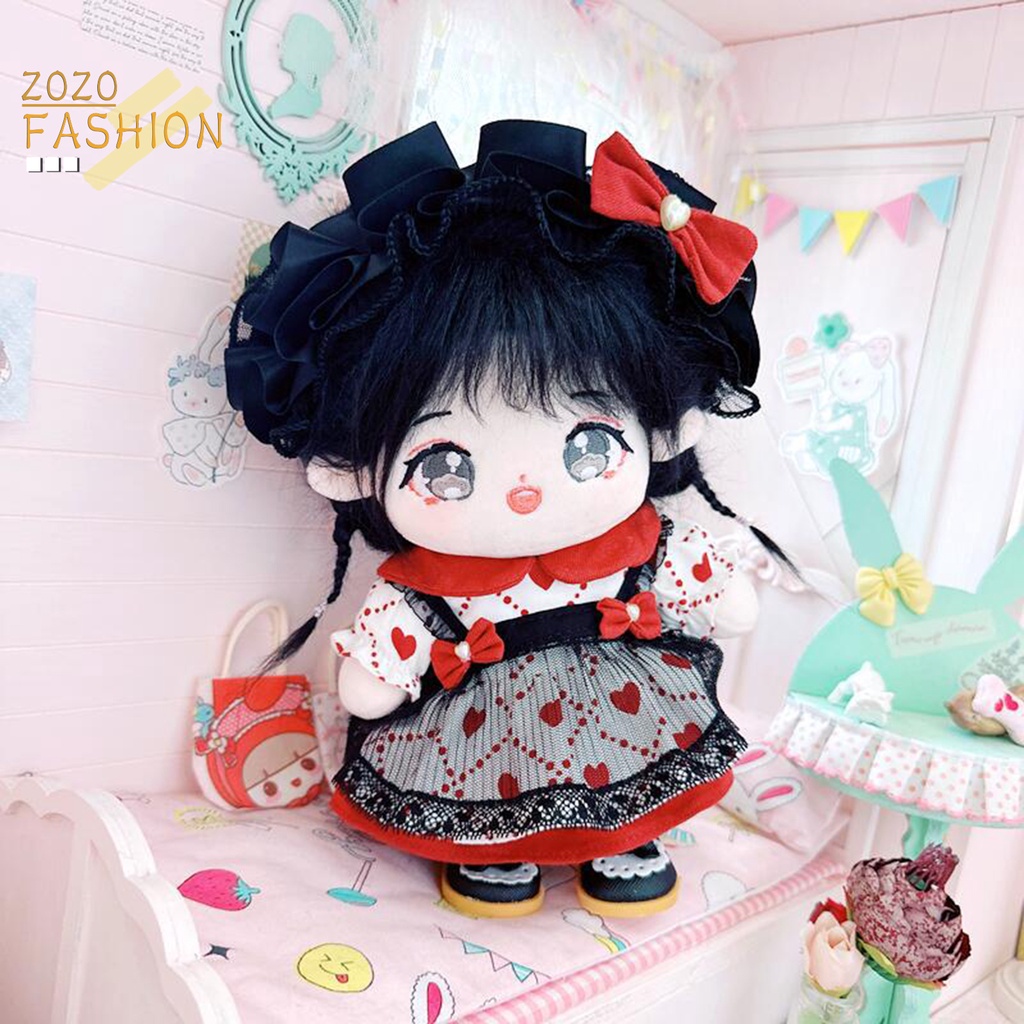 1 Bộ Trang Phục Gồm Áo Hai Dây Và Váy 20cm In Họa Tiết Trái Tim Dễ Thương Cho Búp Bê