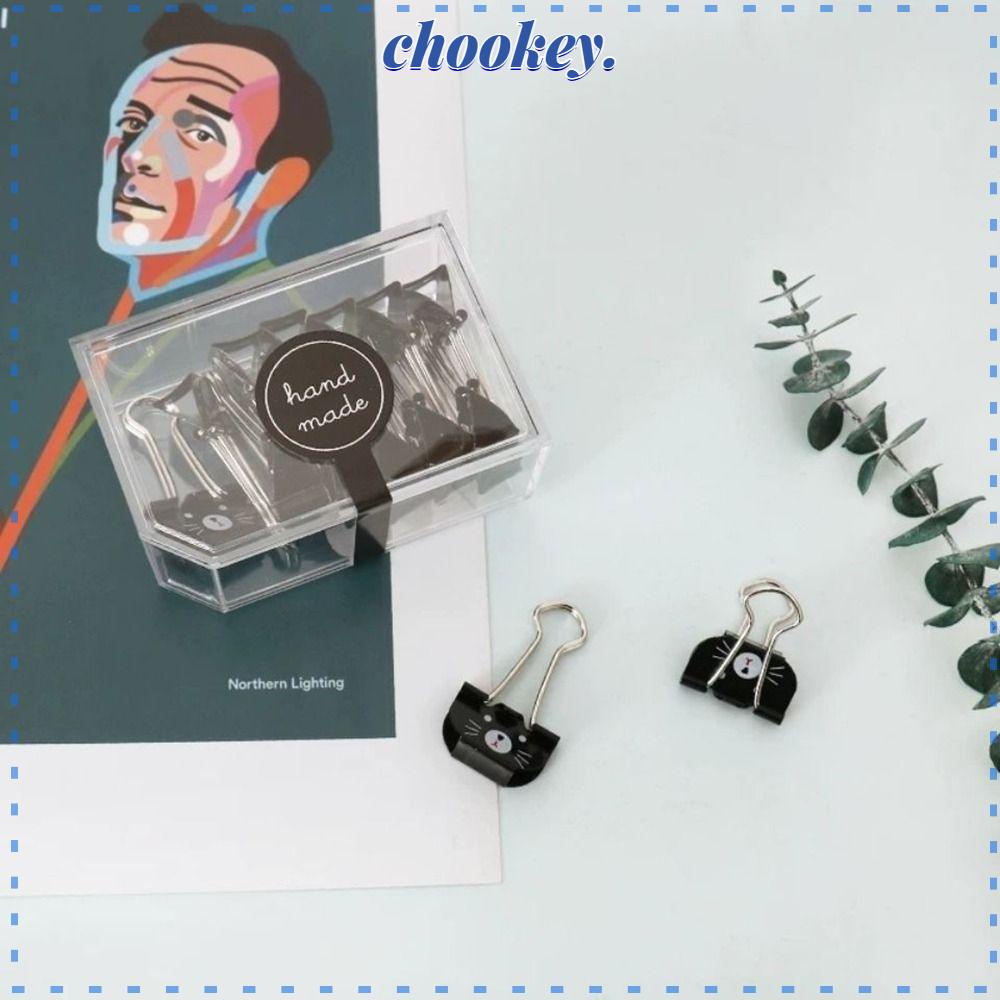 CHOOKEY Set 12 Kẹp Giấy Bằng Kim Loại Màu Đen Hình Mèo