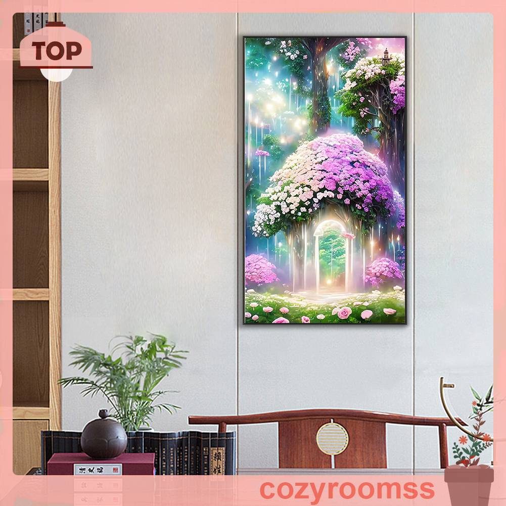 Tranh Đính Đá Kim Cương Toàn Bộ 5D DIY Hình Vẽ Cây Hoa