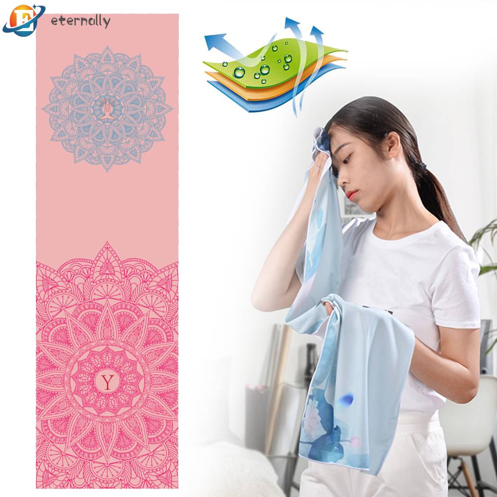Khăn Tập Yoga Hai Lớp In Họa Tiết Chất Liệu Nhanh Khô Tiện Dụng