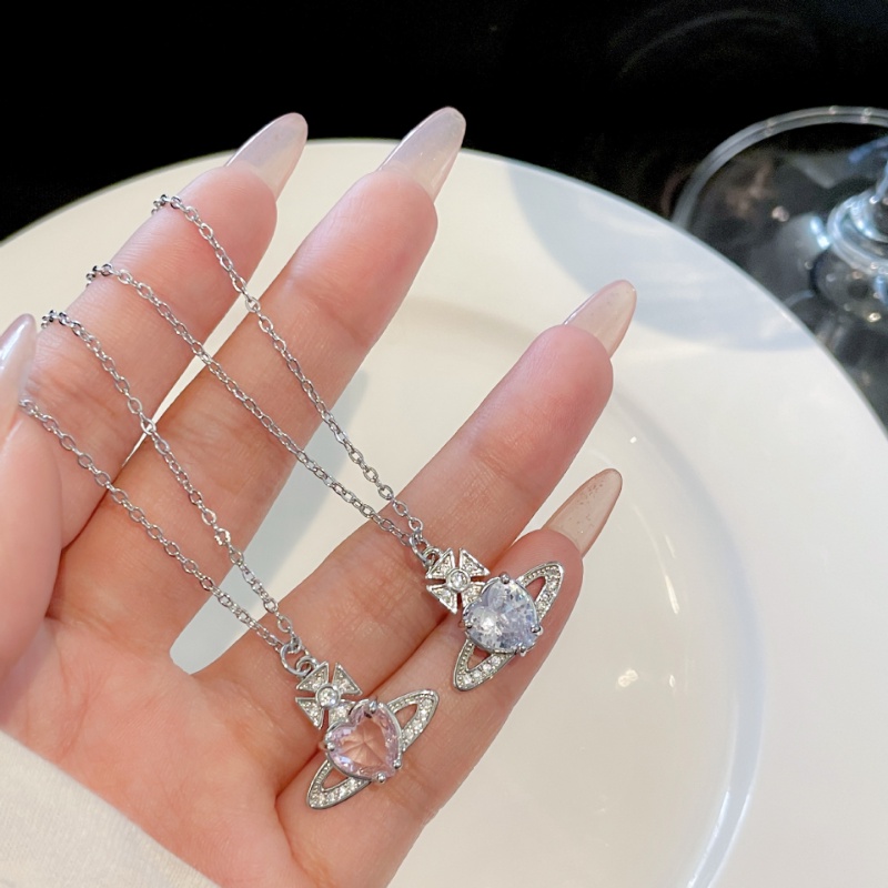 [Feature] Vòng cổ Mặt Hình Trái Tim Đính Đá Zircon Màu Hồng Nhạt Sang Trọng Khí Chất Thời Trang Cho Nữ