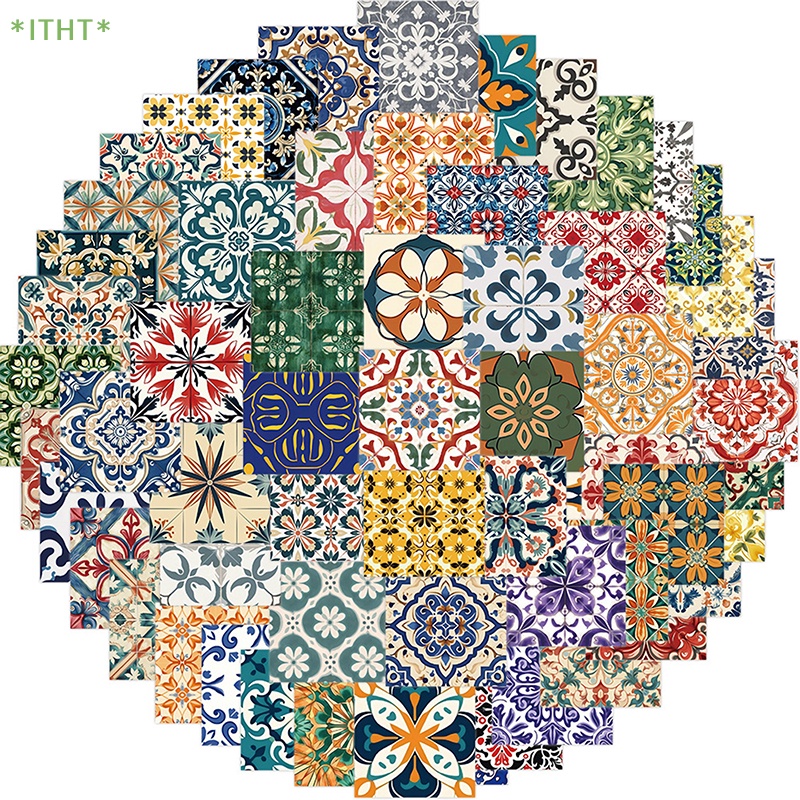 Bộ 62 Miếng Dán Họa Tiết Gạch Lát Graffiti Trang Trí Xe Hơi / Vali / Laptop / Album Sổ Tay DIY Mới