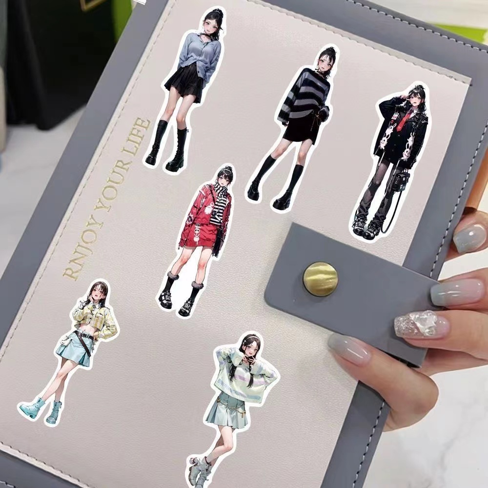 Bộ 72 Miếng Dán Trang Trí Sổ Tay Hình Cô Gái anime Thời Trang