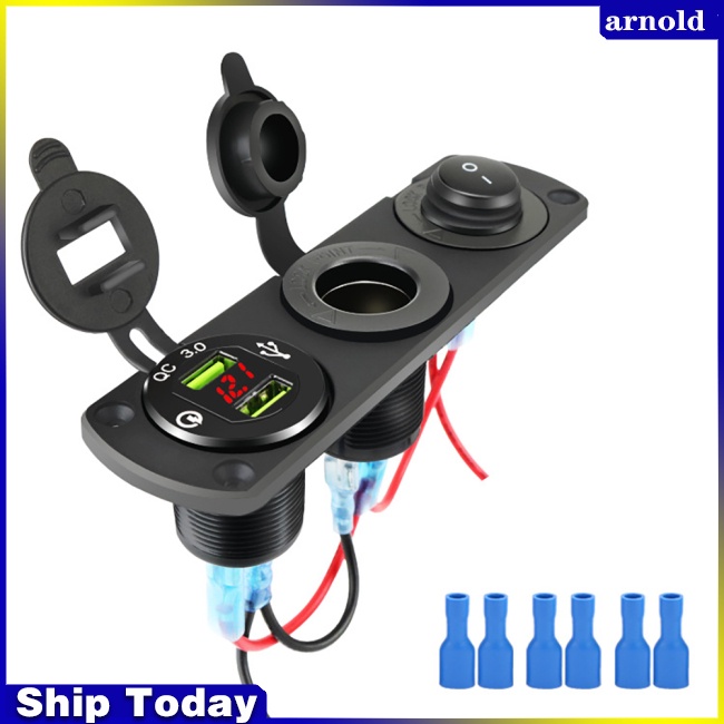 Tẩu Sạc Nhanh Qc3.0 Qc 3.0 12-24v Rv Có Công Tắc Bật Lửa Chống Nước Cho Xe Hơi
