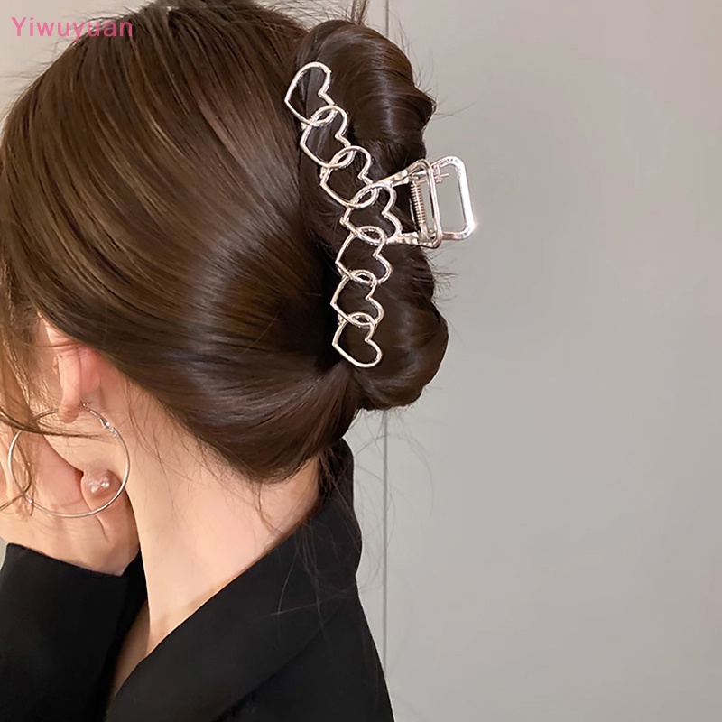 Kẹp Tóc Hình Ngôi Sao Năm Cánh / Trái Tim Màu Bạc Y2k Thời Trang Cho Nữ Y2k