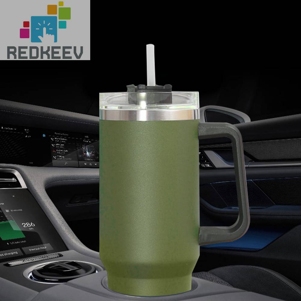 Cốc Uống Cà Phê 40oz Bằng Thép Không Gỉ Chống Rò Rỉ Có Tay Cầm Tiện Dụng