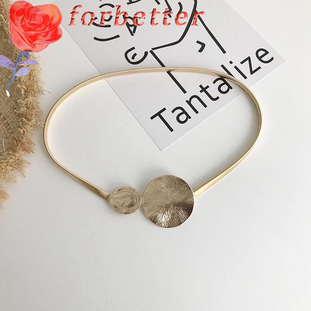 FORBETTER Thắt Lưng Co Giãn Phối Dây Xích Kim Loại Dễ Điều Chỉnh Thời Trang