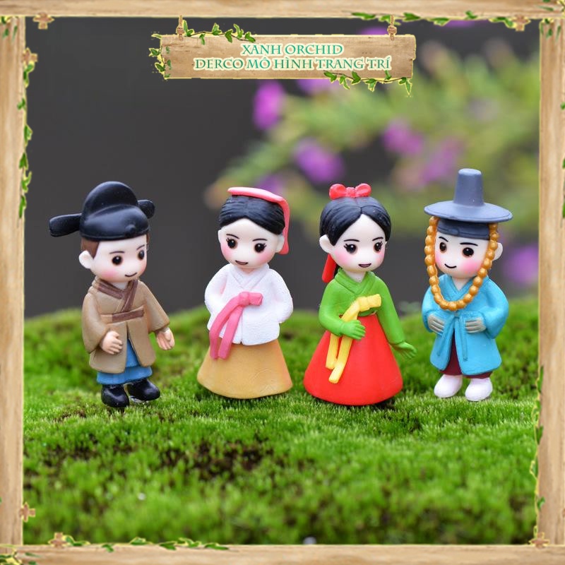 ​​​​Mô Hình Tiểu Cảnh "Cặp Đôi Người Nhật Mini" Trang Trí Sen Đá, Sân Vườn/ Chậu Cây, DYI, Terrarium
