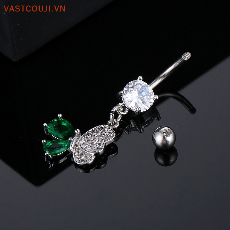 Khuyên Rốn Hình Bướm Bằng Thép Không Gỉ Đính Đá Zircon Thời Trang Cho Nữ