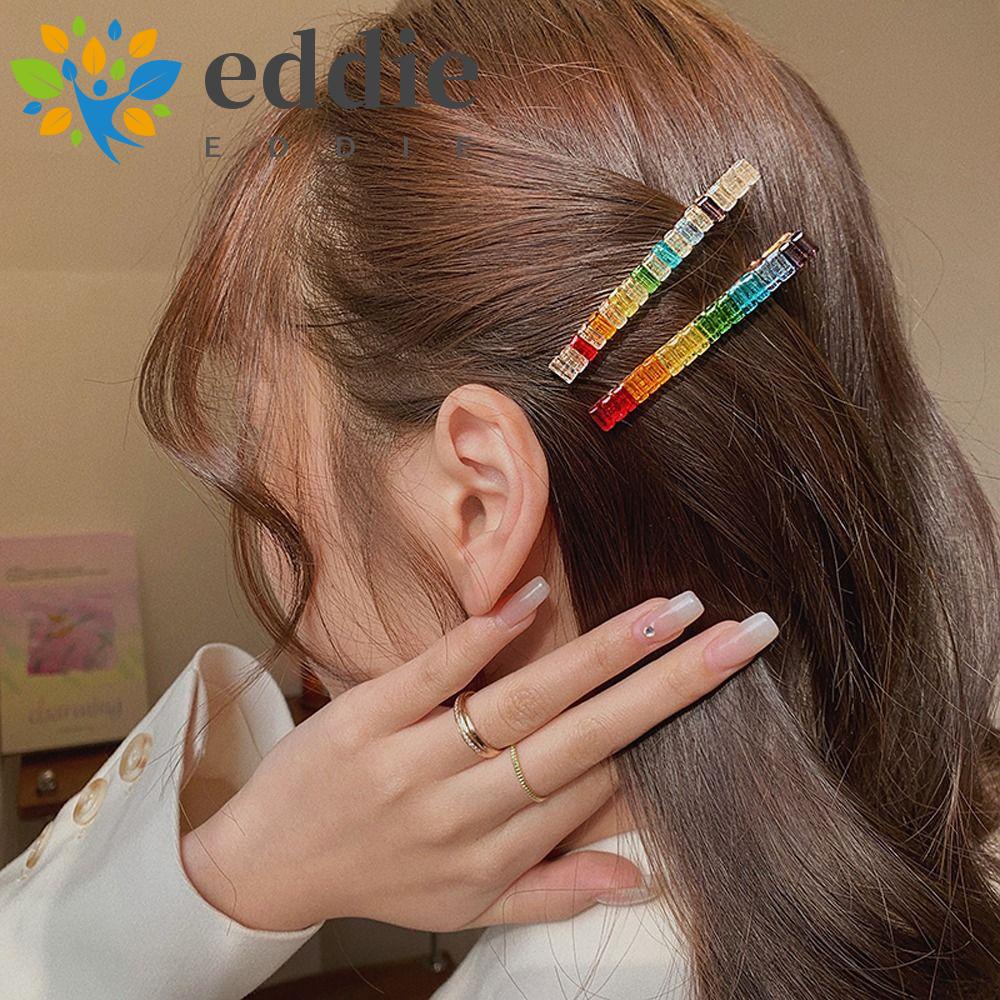 26EDIE Kẹp Tóc Mỏ Vịt Một Hàng Đính Pha Lê Mỏng Phong Cách Ngọt Ngào Phong Cách Hàn Quốc Dành Cho Bạn Nữ