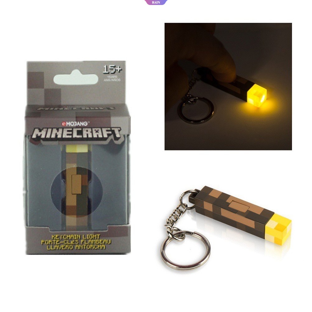 Móc Khóa Đèn LED Dạ Quang Thiết Kế Trò Chơi Minecraft Trang Trí Ba Lô / Balo Cho Cặp Đôi [RAIN]