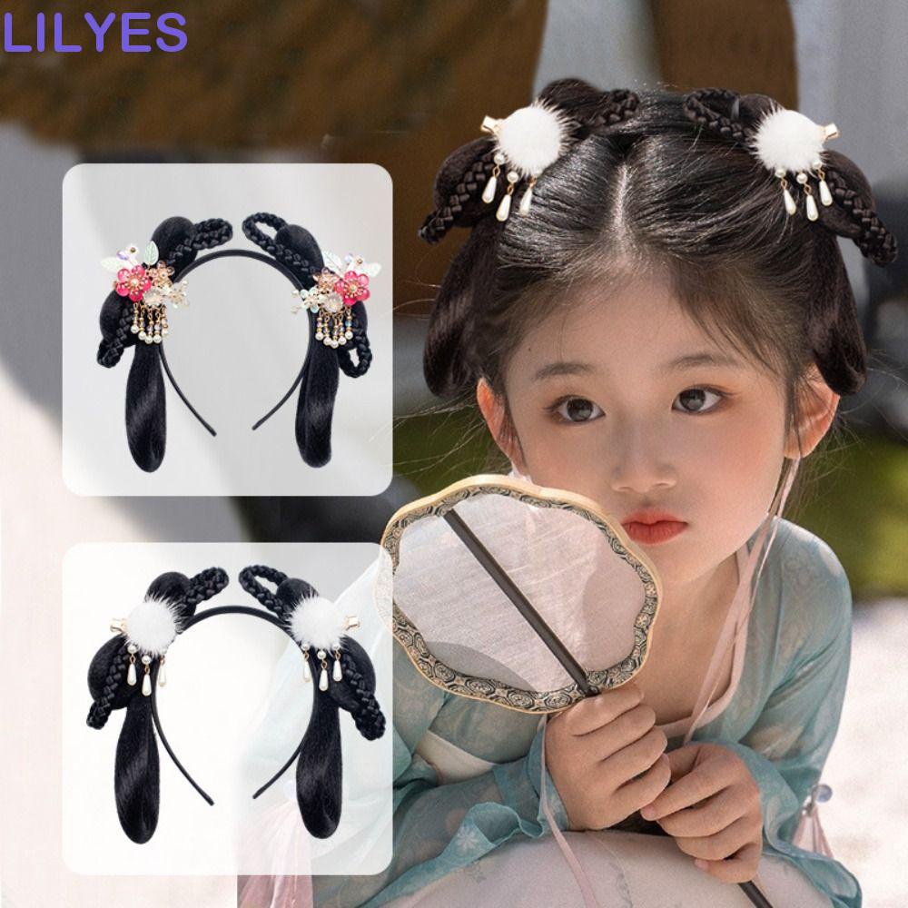 LILYES Băng Đô Cài Tóc Mềm Mại Màu Đen Tự Nhiên Phong Cách Trung Hoa Cổ Điển Dùng Làm Đạo Cụ Chụp Ảnh Cho Bé