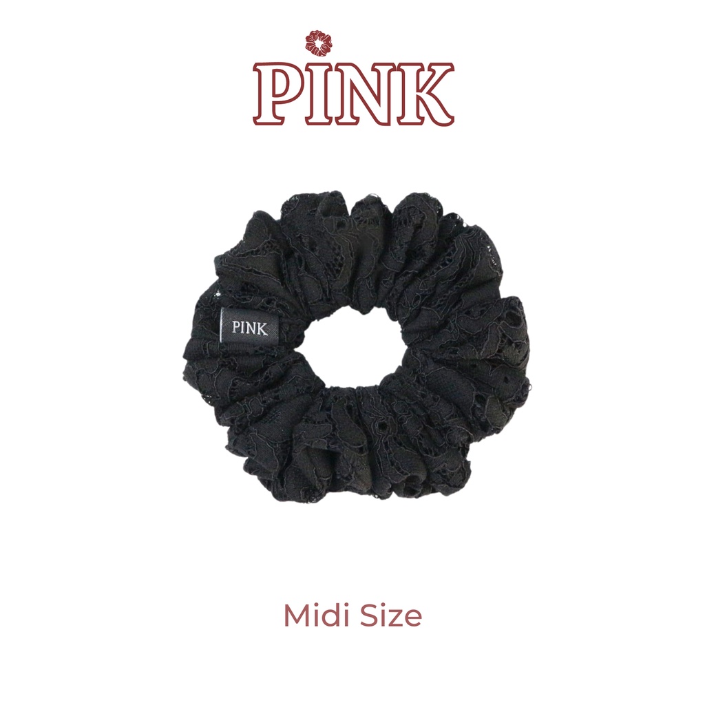 Scrunchie Dây Cột Tóc Vải Ren Đen