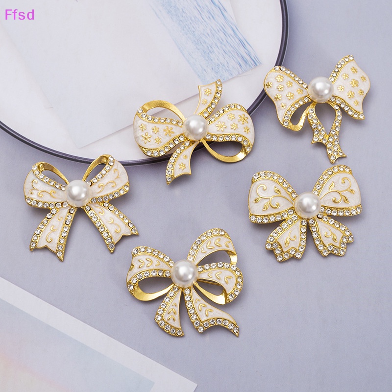 {Ffsd} Ghim Cài Áo Hình Nơ Đính Đá Ngọc Trai Giả Thời Trang Chống Ánh Sáng Dành Cho Nữ