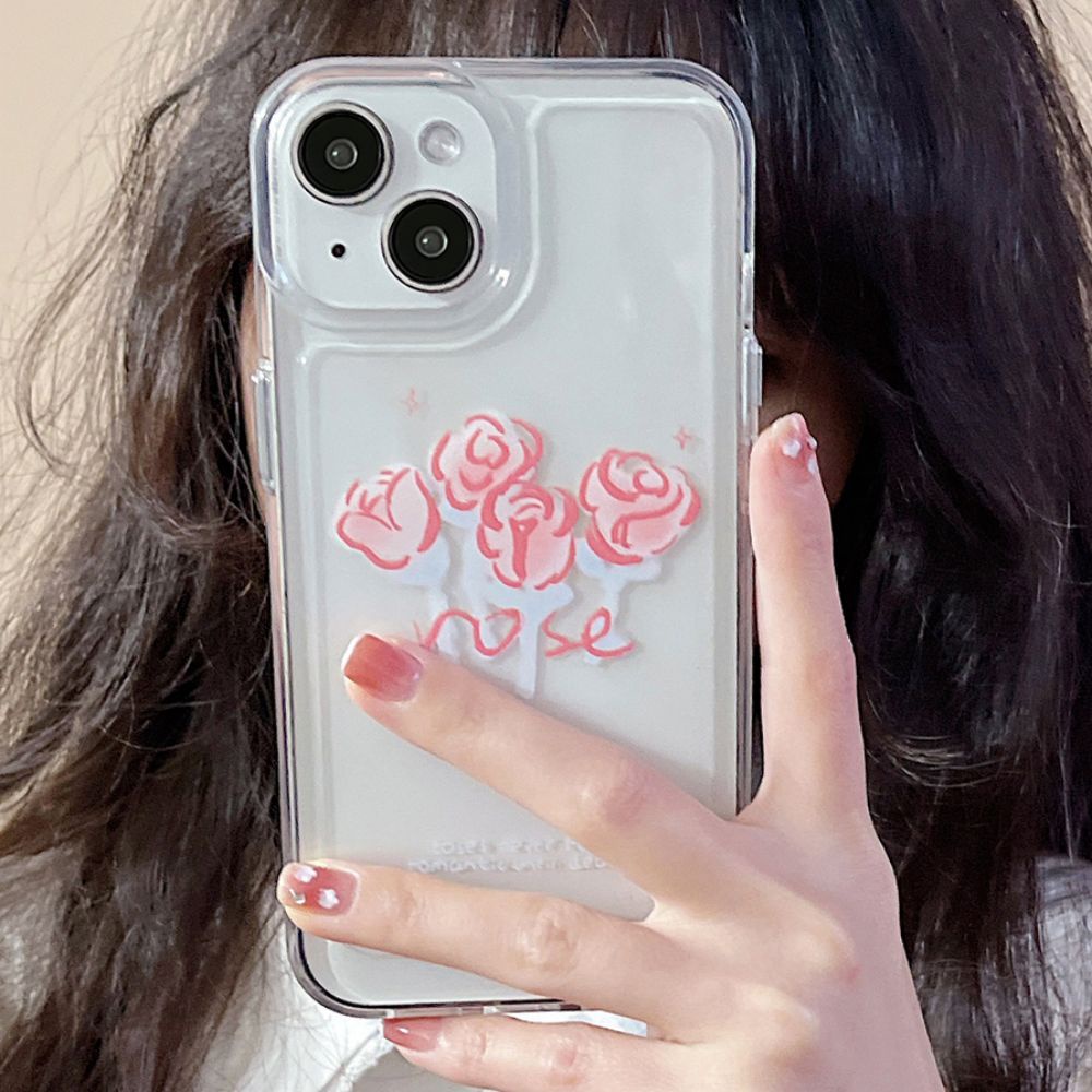 Ốp Điện Thoại TPU Mềm Chống Rơi Chống Dấu Vân Tay Họa Tiết Hoa Hồng Graffiti Cho IPhone 14 13 12 11 Pro Max X XR 8 7 Plus