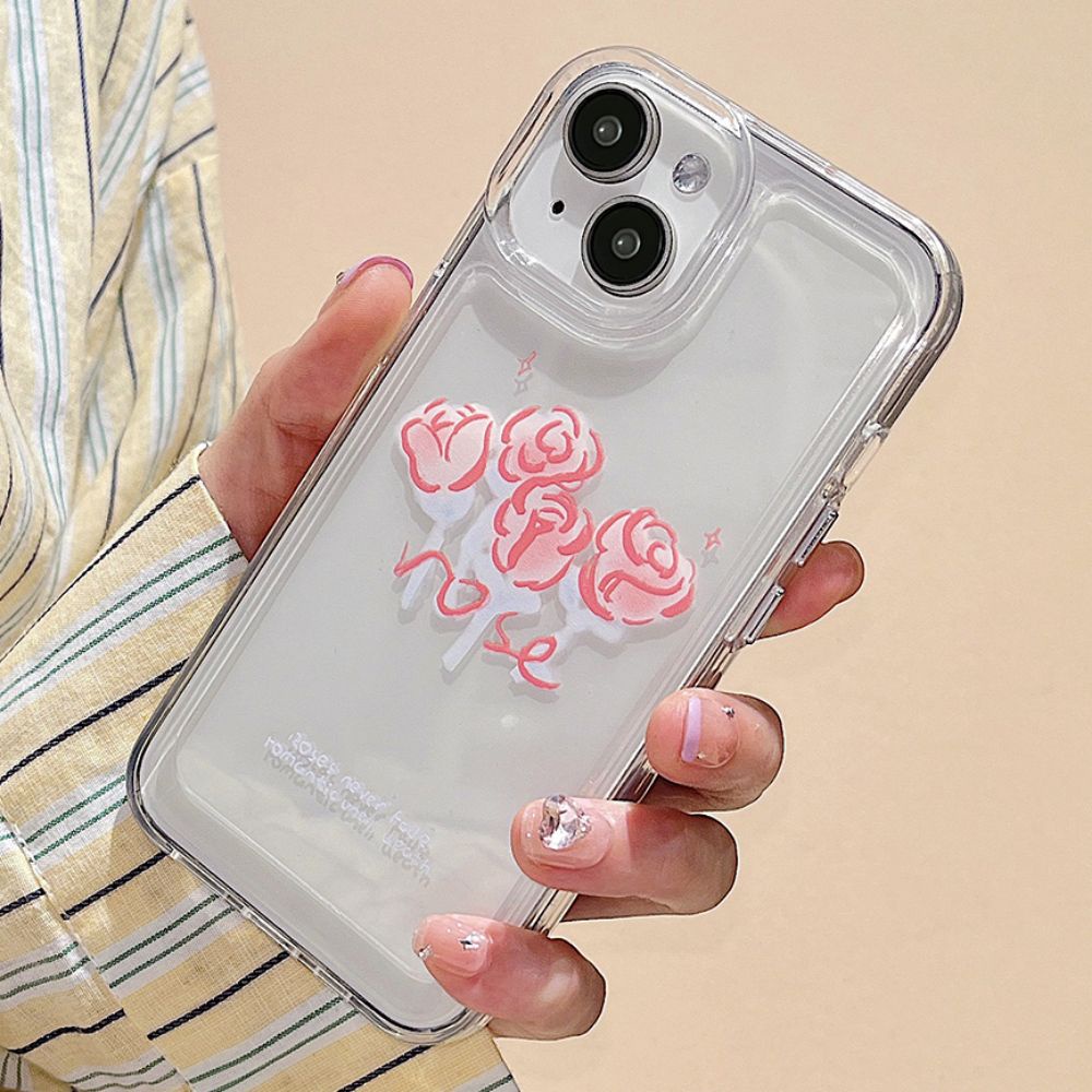 Ốp Điện Thoại TPU Mềm Chống Rơi Chống Dấu Vân Tay Họa Tiết Hoa Hồng Graffiti Cho IPhone 14 13 12 11 Pro Max X XR 8 7 Plus