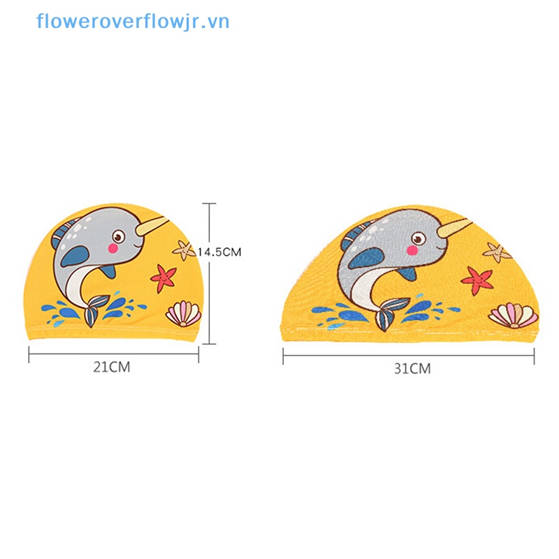 Mũ Bơi Co Giãn In Họa Tiết Hoạt Hình Dễ Thương Bảo Vệ Tai Cho Bé