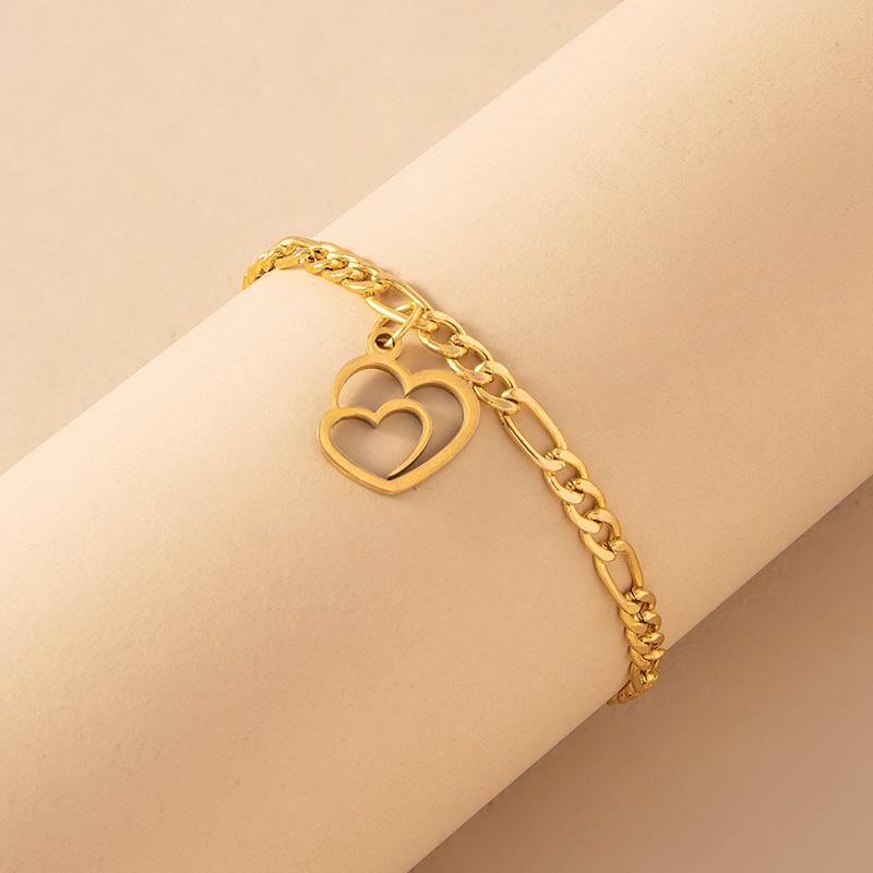 Vòng Tay Dạng Hở Bằng Thép Không Gỉ 316l Hình Trái Tim Màu Sắc Thời Trang Dành Cho Nữ