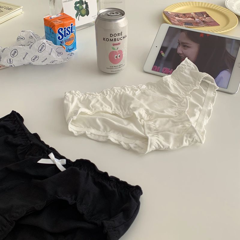 [Quần Lót Cotton Nguyên Chất Dễ Thương Lưng Thấp Màu Trơn Phong Cách Nhật Bản Cho Nữ Sinh