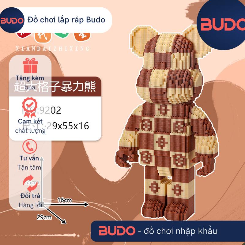 [ +BÚA ] Xếp hình lắp ghép lego gấu Bearbrick 35cm 55cm LV ô chữ, Lắp ráp mô hình nhân vật đồ chơi cho bé decor