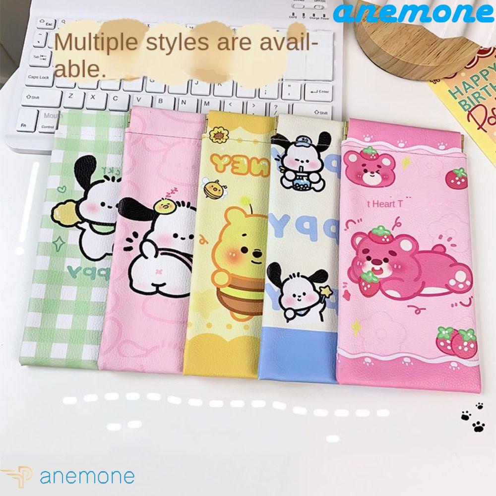 ANEMONE Túi Đựng Mắt Kính / Mỹ Phẩm Bằng Da PU Mềm Họa Tiết Hoạt Hình Kuromi Cho Bé