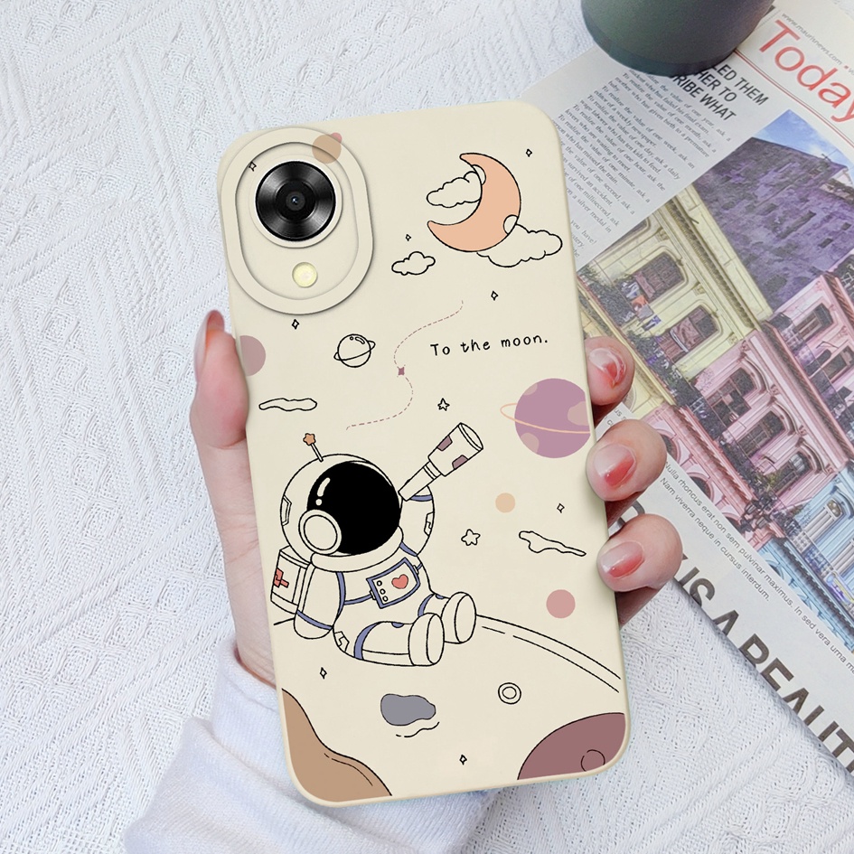Ốp Điện Thoại Silicon Dẻo Vuông Họa Tiết Phi Hành Gia / Quả Bơ Dễ Thương Cho Oppo A17 A17K Oppo A 17 A17 K CPH2471