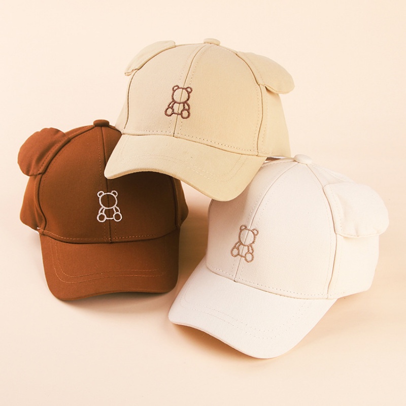 Mũ Lưỡi Trai Vải Cotton Thêu Hình Gấu / Vịt Dễ Thương Thời Trang Mùa Hè Cho Bé