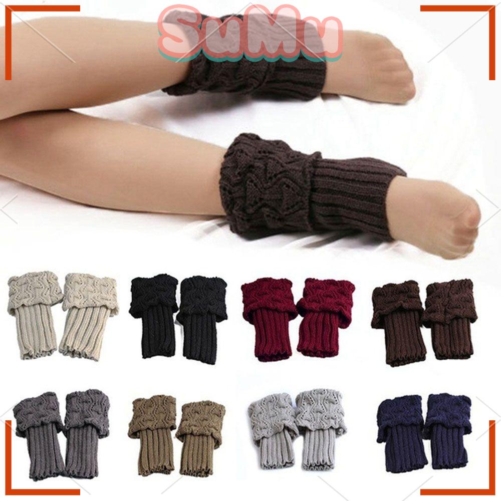 SUMU 1 Đôi Găng Ống Len Giữ Ấm Chân Thời Trang Cho Nữ