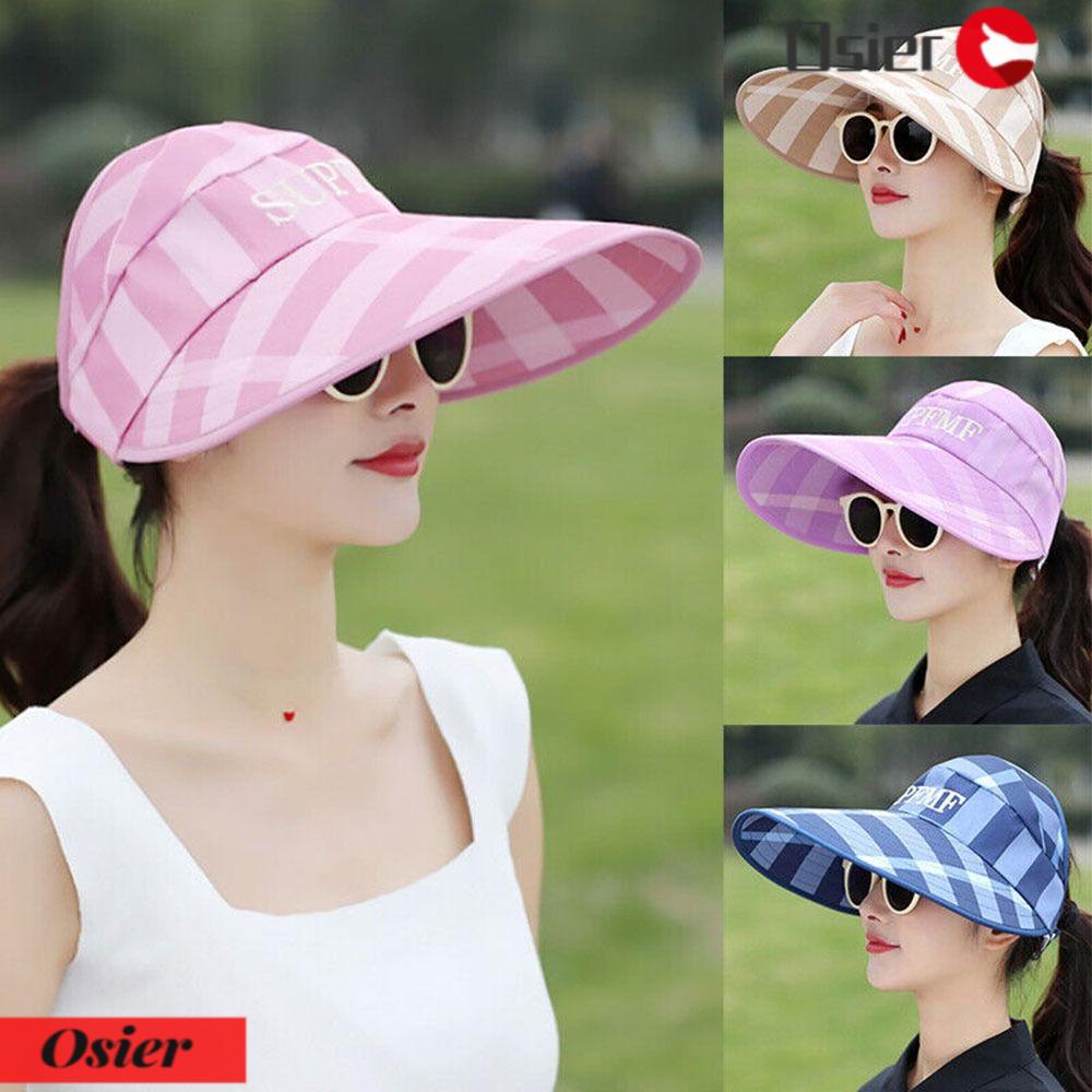 OSIER1 Mũ Rộng Vành Vải Canvas Trẻ Trung Hợp Thời Trang Đi Biển Cho Bạn Gái