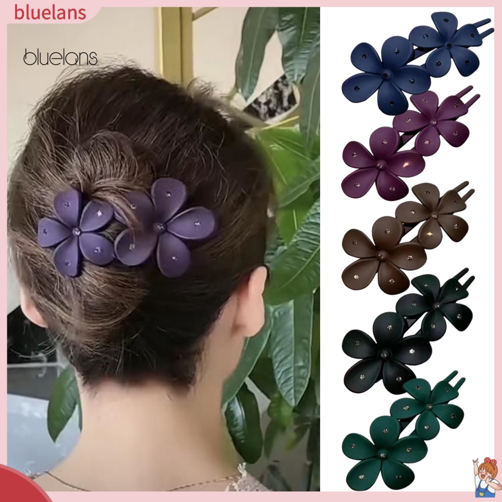 Kẹp Tóc Đính Đá Màu Trơn Chống Trượt Trọng Lượng Nhẹ Thời Trang Cho Nữ