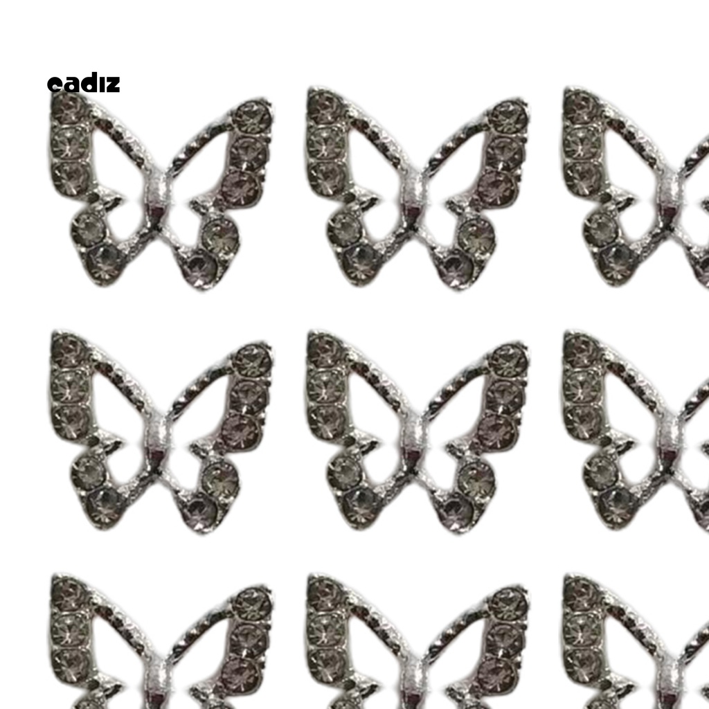 Bộ 20 Phụ Kiện Trang Trí Móng Tay Hình Bướm Bằng Hợp Kim Đính Đá Xinh Xắn