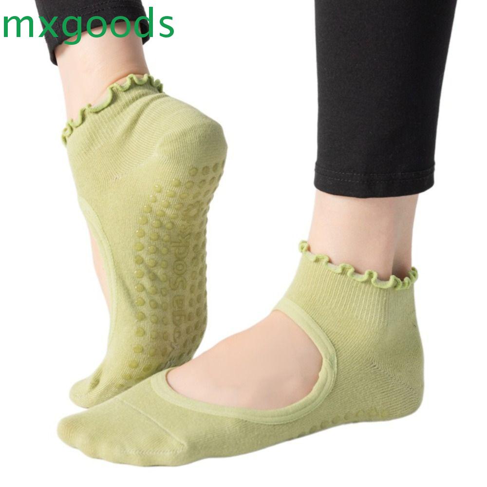 MXGOODS 1 Đôi Tất Múa Ballet Vải Cotton Phối Bèo Họa Tiết Chấm Bi Màu Trơn Thời Trang Cho Nữ