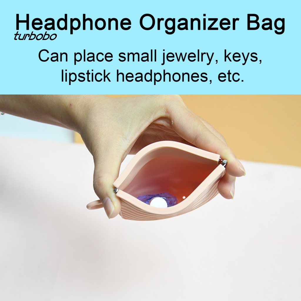 Turbobo Túi Silicone Nhỏ Gọn Linh Hoạt Đựng Dây Cáp Tai Nghe Chìa Khóa / Tiền Xu / Đồ Dùng Văn Phòng