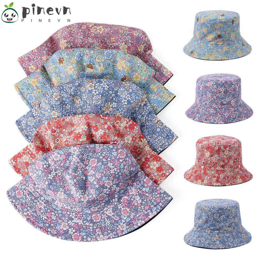 PINEVN Nón Tai Bèo Vành Rộng Hai Mặt Thoáng Khí In Họa Tiết Hoa Xinh Xắn Thời Trang Xuân Hè
