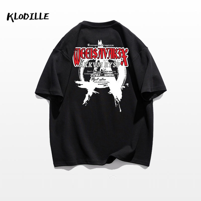 KLODILLE  Áo Thun Tay Ngắn Dáng Rộng Chất Liệu 100% Cotton Cao Cấp Thời Trang Theo Phong Cách Hàn Quốc Cho Nam Local Brand