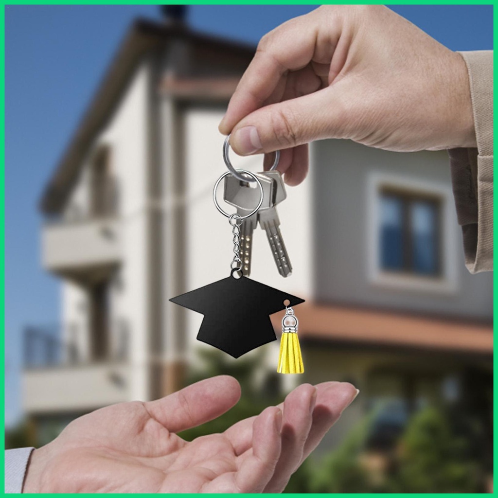 Set 24 Móc Khóa Acrylic Hình Nón Tốt Nghiệp Phối Tua Rua Cho Nam jiwvn