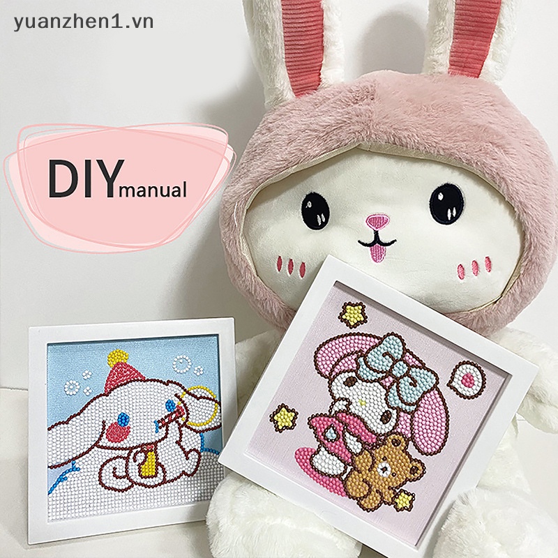 Bộ Tranh Đính Đá 5D Tự Làm Hình Cinnamoroll Kuromi Kitty Trang Trí Phòng Bé