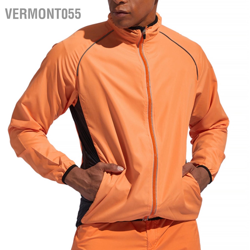 Vermont055 Trainning Áo Khoác Thường Mềm Chống Thấm Nước Dài Tay Thoáng Khí Đạp Xe Dành Cho Chạy Bộ Câu Cá Nam Nữ Màu Cam