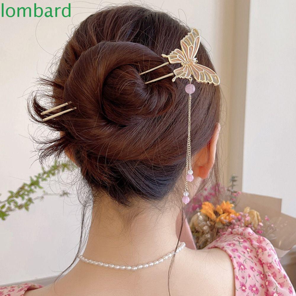 LOMBARD Trâm Cài Tóc Kim Loại Hình Bướm Phong Cách Trung Hoa Cổ Điển Ngọt Ngào Cho Nữ